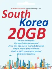 South Korea Travel - 30 days 20GB data SIM card 4G/LTE SK Telecom network