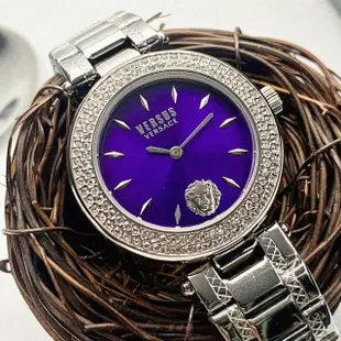 【VERSUS】VERSUS VERSACE手錶型號VV00366(紫藍錶面銀錶殼銀色精鋼錶帶款)