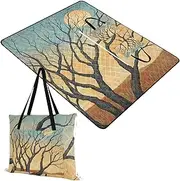 Yoogain Picnic Blankets Sand Free Camping Party Packable Picnic Blanket for Adults Spring Gifts Bare Trees Illustration Art 60x80in