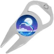 Dolphins Moon Golf Ball Marker Divot Repair Tool Bottle Opener