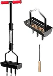 EEIEER Lawn Aerator, Aerator for Lawn Hollow Spoon with Storage Tray, Aeration Fork, Lawn Scarifier, Manual Lawn Woodpecker, Hand Scarifier, Lawn Fan for Compacted Soils, Lawn Care