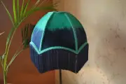 Lampshade scallop green blue hand-stitched table lampshade floor lampshade