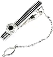 [HAMKVBPR] Men's Tie Clips Men's Business Tie Clip Double Round Tie Clip for Business Wedding