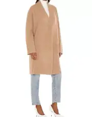 Vince Collarless Cardigan Coat Bouclé Italian Wool Alpaca Knit Camel XL;NWT$545