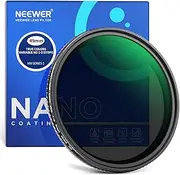 NEEWER 49mm True Colors Variable ND2-ND400 Filter, Hard Stops Adjustable Neutral Density VND Filter with Multi Coated HD Optical Glass/Aluminum Frame/Water Repellent/Scratch Resistant