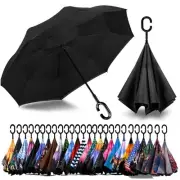 49/56 Inch Inverted Reverse Umbrella Large Double Canopy Vented Windproof Wat...