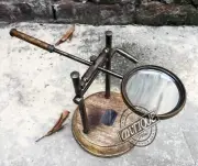 Christmas Top Table Magnifying Glass Brass Magnifier Reading Lens Study Home/