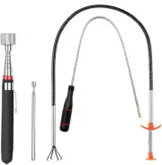 4Pc Magnetic Pickup Tool Set – Telescoping & Flexible Grabber Claw Tools