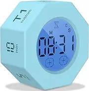 Digital Cube Timer With 7 Timekeeping Modes, 1.4 Inch LED Multi Customization Time Flip for Cooking, Baking, Study, Fitness (Blue)