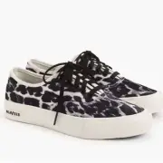 J Crew J9125 SeaVees Legend NIB Wms Size 8 Velvet Leopard Animal Print Sneakers