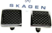 Skagen Denmark Tux Shirt Dress Suit Cufflinks Silver Tone Stainless Steel Carded