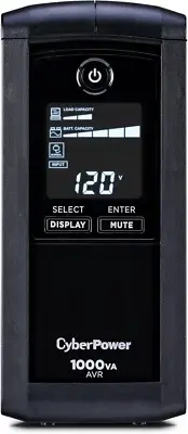 CP1000AVRLCD Intelligent LCD UPS System, 1000VA/600W, 9 Outlets, AVR, Mini-Tower