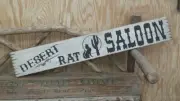 DESERT RAT SALOON/Carved/Rustic/Wood/Sign/Bar/Tavern/Man Cave/Old West/Western