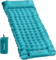 Sampoes Self-Inflating Sleeping Mat, 10 cm Thickened Air Mattress, Self-Inflating, Camping Mattress with Foot Pump, Outdoor Air Mattress Inflatable for Hiking, Travel, Tent