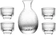 NAMOARLY 1 Set Hammered Sake Cups Glassware Kit Elegant Japanese Style Dispenser with Cups for Sake Enthusiasts Transparent Drinkware for Home Gifting