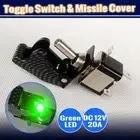 GREEN LED LIGHT TOGGLE SWITCH + CARBON MISSILE COVER 12V ON/OFF SWITCH