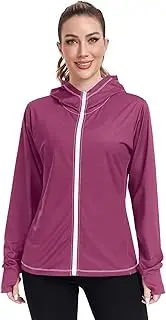 [Caihoyu] Womens Lightweight Hoodie Long Sleeve Sun Shirts UPF 50+ Protection Light Sweatshirt Hiking Outdoor, Purple Brown, Small
