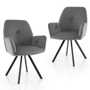 Costway 2PCS Swivel Chairs Modern Arm Chairs Dining Chairs w/Metal Legs & Foot Pads Home Office Chairs Bedroom Gray