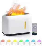 UanTii Flame Aroma Diffuser Air Humidifier with 7 LED Colours, Room Fragrance Mist Maker Essential Oil Diffuser (White)