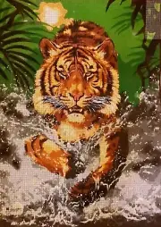 "Tiger" Printed Needlepoint Tapestry Canvas Collection D'art 12983