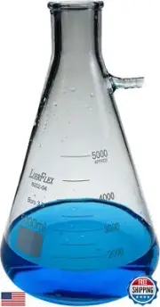 LUERFLEX 5000ML 1GAL Filtering Flasks Borosilicate Glass Conical Erlenmeyer F