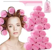 Jumbo Foam Sponge Hair Roller Soft Sleeping rollers Curvy Wavy Hairstyle Curling Hair Styling Tools 24 Pieces Use For Long Hair Short Hair Ladies And Children 2"X2.75"(pink)