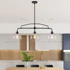 3 Lights Globe Pendant Light, Modern Hanging Lighting Fixture Matte Black Clu...