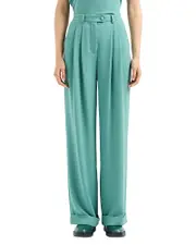 Emporio Armani Stretch Polyester Trousers with Rolled Cuffs