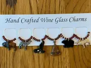 " AMERICAN WESTERN PLAINS " set of 6 hand crafted wine glass charms