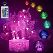 3D Unicorn Night Lamp 16 Colors Changes with Remote Control Room Decor