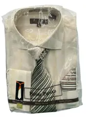 Men’s Henri Picard Dress Shirt With Matching Tie And Hanky 16 1/2