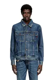 [Diesel] Diesel - Regular-fit trucker jacket - Denim Jackets - Man - Blue M Blue