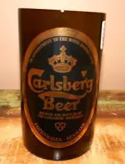 VINTAGE Carlsberg Beer Glass Holme Gaard Denmark Brown Gold NEVER USED RARE