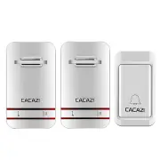 2 to 1 Wireless Doorbell No Need Battery LED Light Doorbell Waterproof Electronic Door Bell