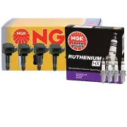NGK 4 COP Ignition Coils & 4 Ruthenium HX Spark Plugs Kit For Honda Civic 1.7 (for: Honda)