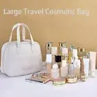 with Handle Makeup Bag PU Toiletry Handbag Travel Cosmetic Bag Travel