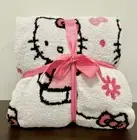 New Hello Kitty Super Soft Twin Blanket 60x90 White and Pink Flowers