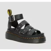 New Dr. Martens Clarissa II Milled Nappa Platform Strap Sandals Size 7 Black