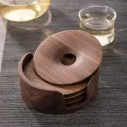 Black Walnut Tea Coaster High-end Solid Wood Tea Saucer Round Coaster Tea Set
