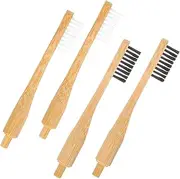 PENIKOKO 4pcs Practical Wooden Toothbrush Replacement Brush Compatible Snap Handles for Sustainable Oral Care