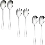 HEALEEP 1Set Stainless Steel Salad Serving Salad Spoons Salad Forks Slotted Spoons for Catering Restaurants and Events and Portable Tableware