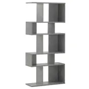 5 Cubes Ladder Shelf Corner Bookshelf Display Rack Bookcase-Gray - Color: Gray