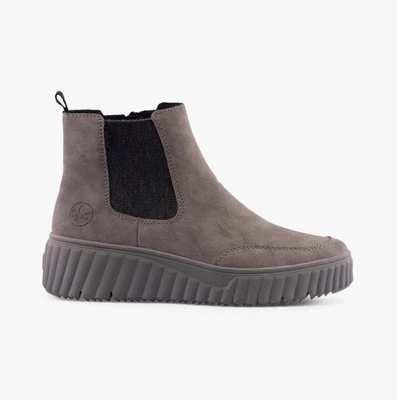 Rieker N2553 Womens Comfort Casual Pull-On Boots-Grey