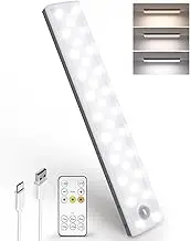 EZVALO 62 LEDs Under Cabinet Lighting, 2000mAh LED Closet Lights with 3 Color Temps, Rechargeable Motion Sensor Lights Indoor Battery Operated, Wireless Under Counter Lights for Kitchen 1 Pack