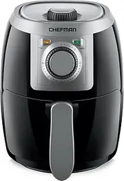 [Chefman] TurboFry 2-Litre Small Air Fryer, Compact Size, 1000W Power, Easy-Set 60-Minute Timer for Fast and Healthy Cooking, Uses No Oil, Nonstick Dishwasher-Safe Parts, Black