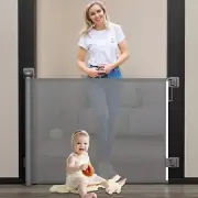 Baby Gate for Stairs No Drill, Punch Free Retractable Baby Gates Extends