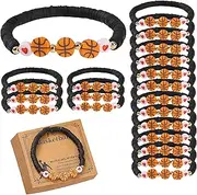 20 Set Basketball Bracelets Sports Party Favors Charm Bracelets Basketball Gifts Sport Team Gift Stackable Clay Beaded Bracelet Inspirational Wristbands Basketball Team Lovers Players Gifts