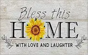 Supwhd Bless This Home Sunflower Door Mat, Rustic Front Door Mat Outdoor Indoor Entrance, Outdoor Door Mats for Home Entrance, Indoor Door Mats for Entryway, 17x30 Inches
