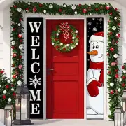 Christmas Porch Sign Banner Winter Welcome Front Porch Banner Merry Christmas...