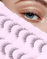 Onlyall Wispy Lashes Natural Look Short Eyelashes Lite Volume False Eyelashes Natural Soft False Eye Lash Pack 7 Pairs D4